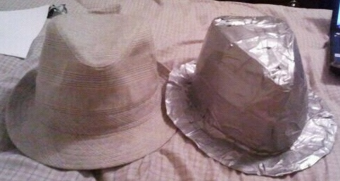 The brim has a foam piece for shape.  The rest is duct tape.