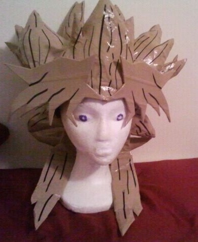 Decided to make a 2nd wig out of duct tape. This time, it was from a character in Yu-Gi-Oh!